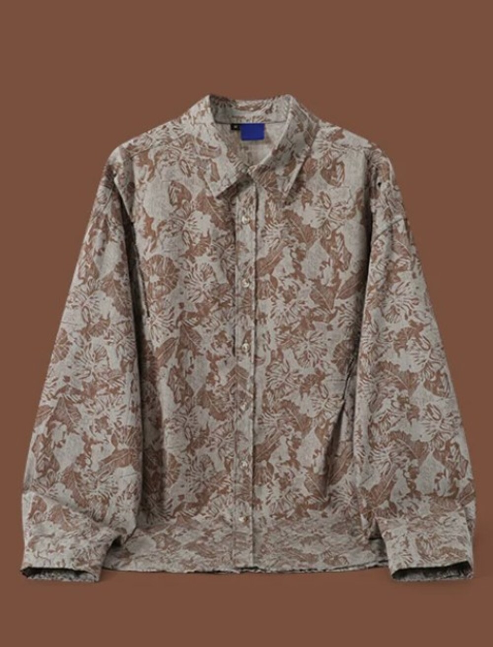 Vintage Leaf Print Oversized Shirt
